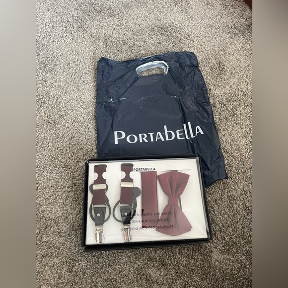Portabella Mens 3 pieces set Accessories Burgundy - Picture 4 of 4